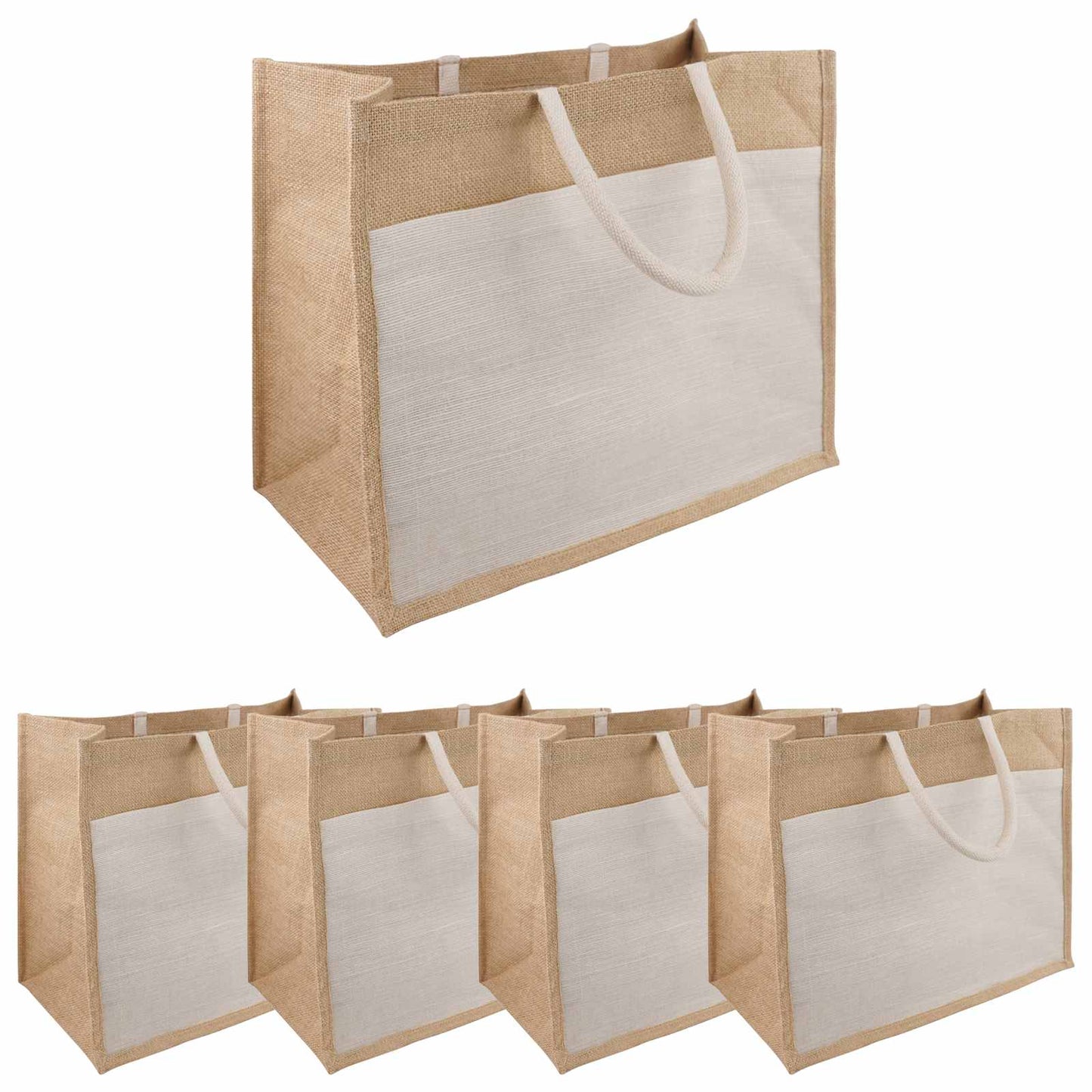 Jute handtassen met zak 5 pcs Natuurlijk en Wit 42 x 33 x 19 cm is nu te koop bij PeponiXL, paradijselijk wonen!