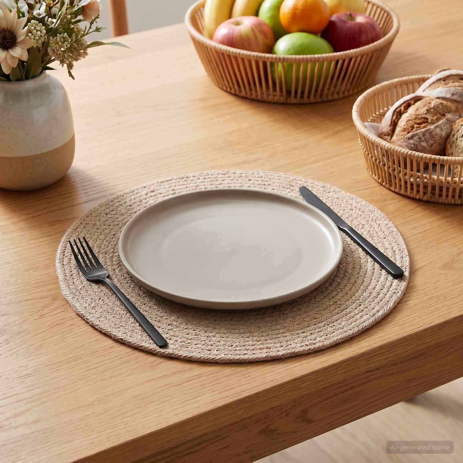 Jute placematten 12 pcs Naturel Ø 30 cm 100% Tossa Jute is nu te koop bij PeponiXL, paradijselijk wonen!