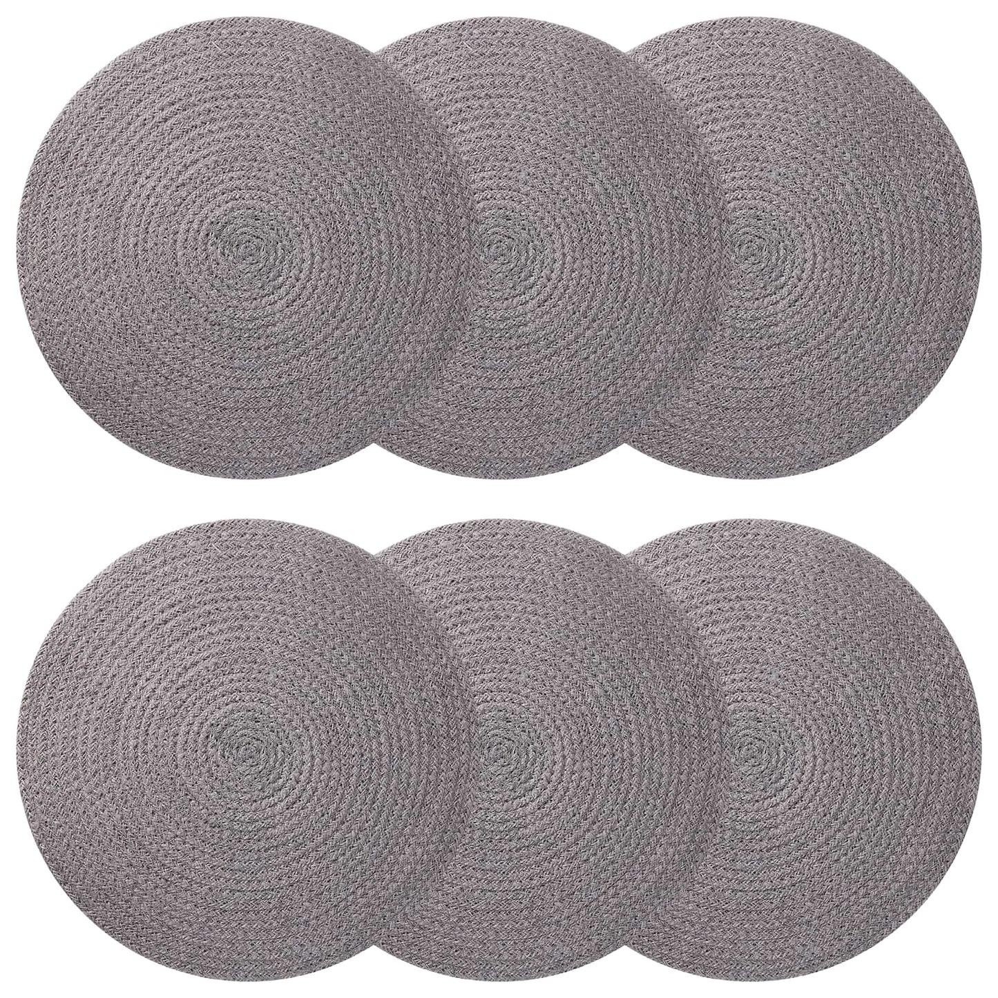 Jute placematten 6 pcs Grijs Ø 30 cm 100% Tossa Jute is nu te koop bij PeponiXL, paradijselijk wonen!