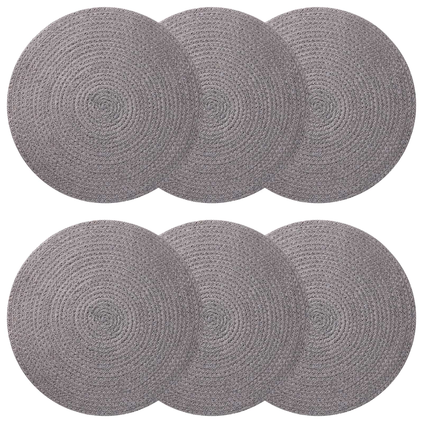 Jute placematten 6 pcs Grijs Ø 30 cm 100% Tossa Jute is nu te koop bij PeponiXL, paradijselijk wonen!