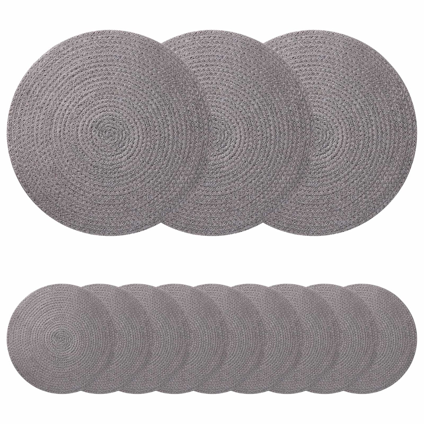 Jute placematten 12 pcs Grijs Ø 30 cm 100% Tossa Jute is nu te koop bij PeponiXL, paradijselijk wonen!