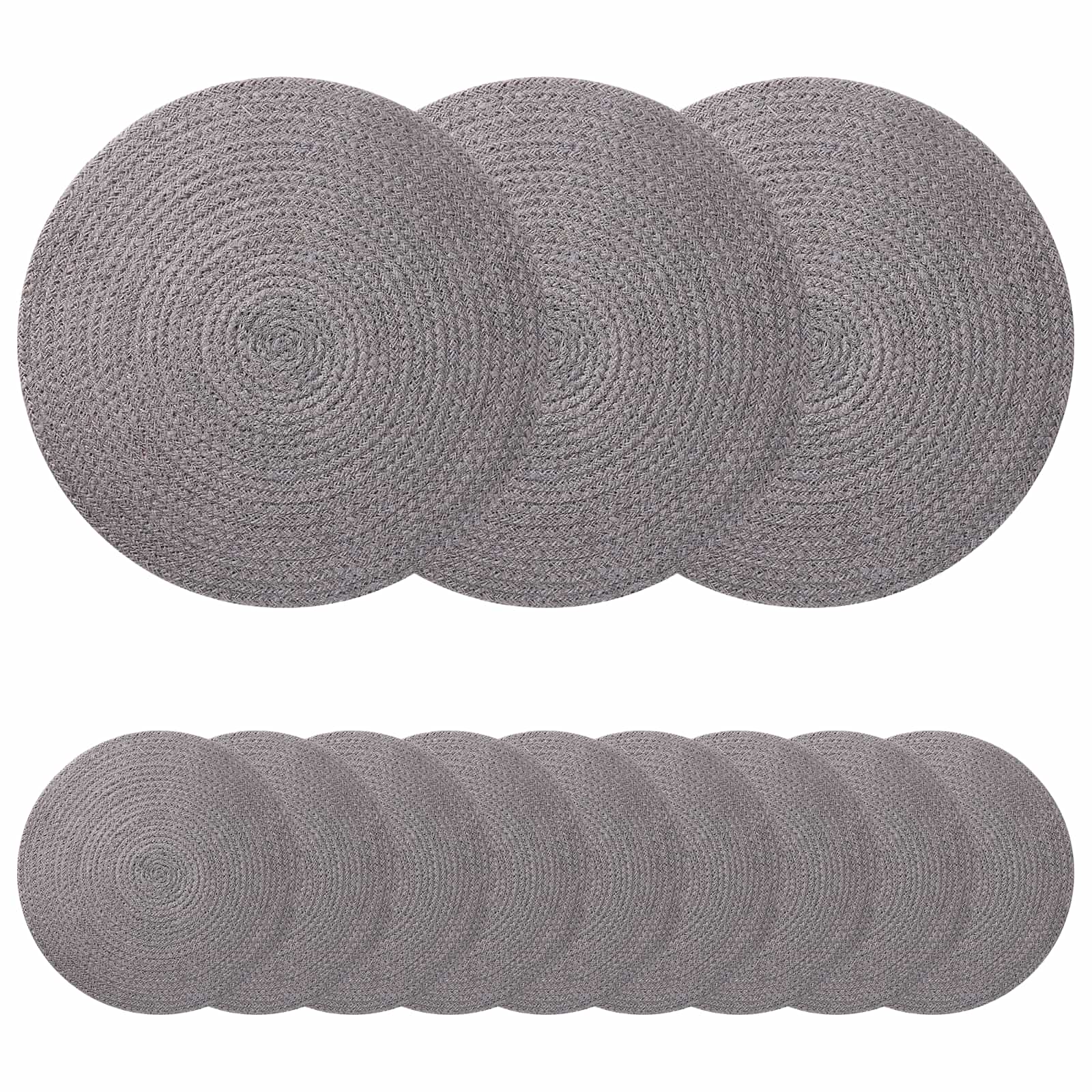 Jute placematten 12 pcs Grijs Ø 30 cm 100% Tossa Jute is nu te koop bij PeponiXL, paradijselijk wonen!
