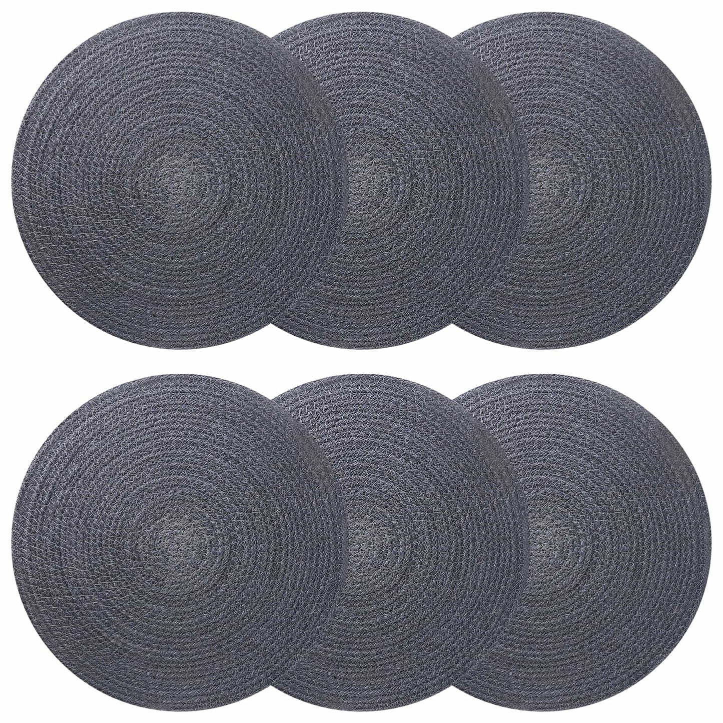 Jute placematten 6 pcs Donkergrijs Ø 30 cm 100% Tossa Jute is nu te koop bij PeponiXL, paradijselijk wonen!