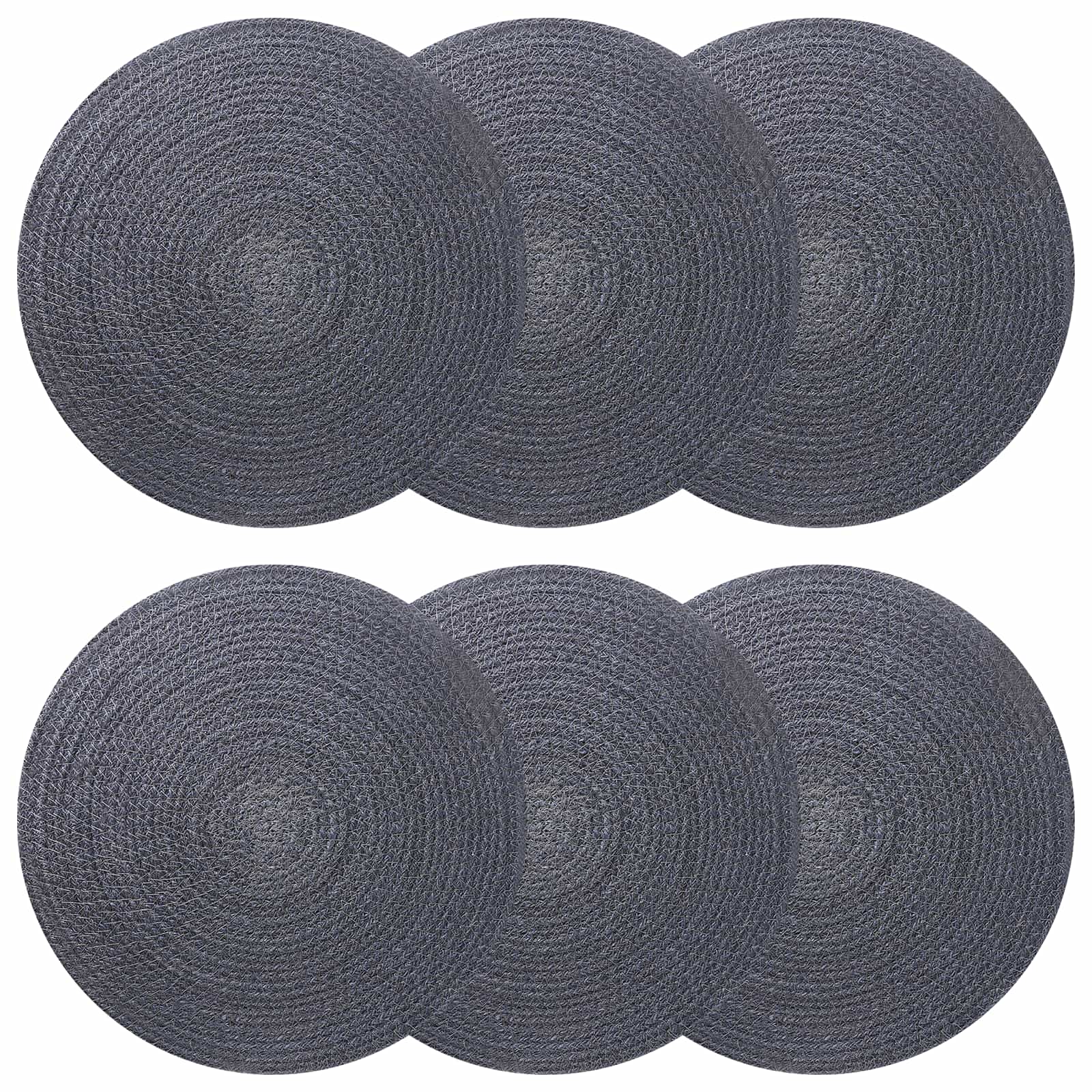 Jute placematten 6 pcs Donkergrijs Ø 30 cm 100% Tossa Jute is nu te koop bij PeponiXL, paradijselijk wonen!