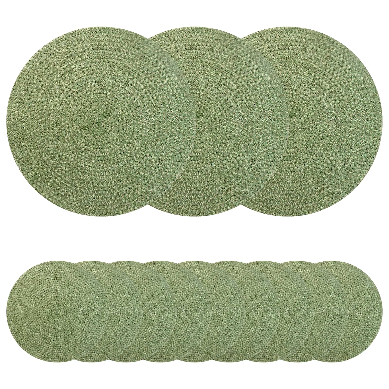 Jute placematten 12 pcs Olijfgroen Ø 30 cm 100% Tossa Jute is nu te koop bij PeponiXL, paradijselijk wonen!