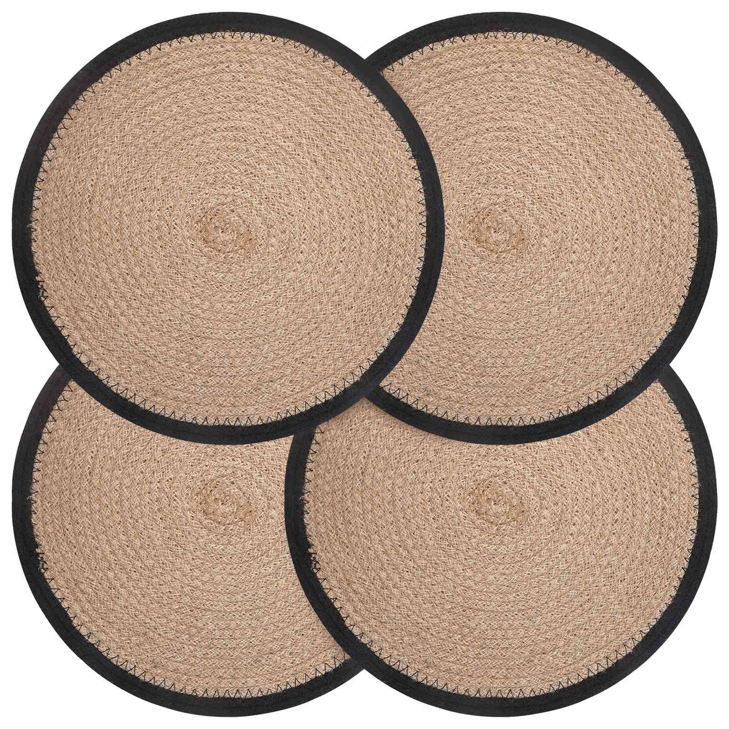 Jute placematten 4 pcs Naturel en Zwart Ø 30 cm 100% Tossa Jute is nu te koop bij PeponiXL, paradijselijk wonen!