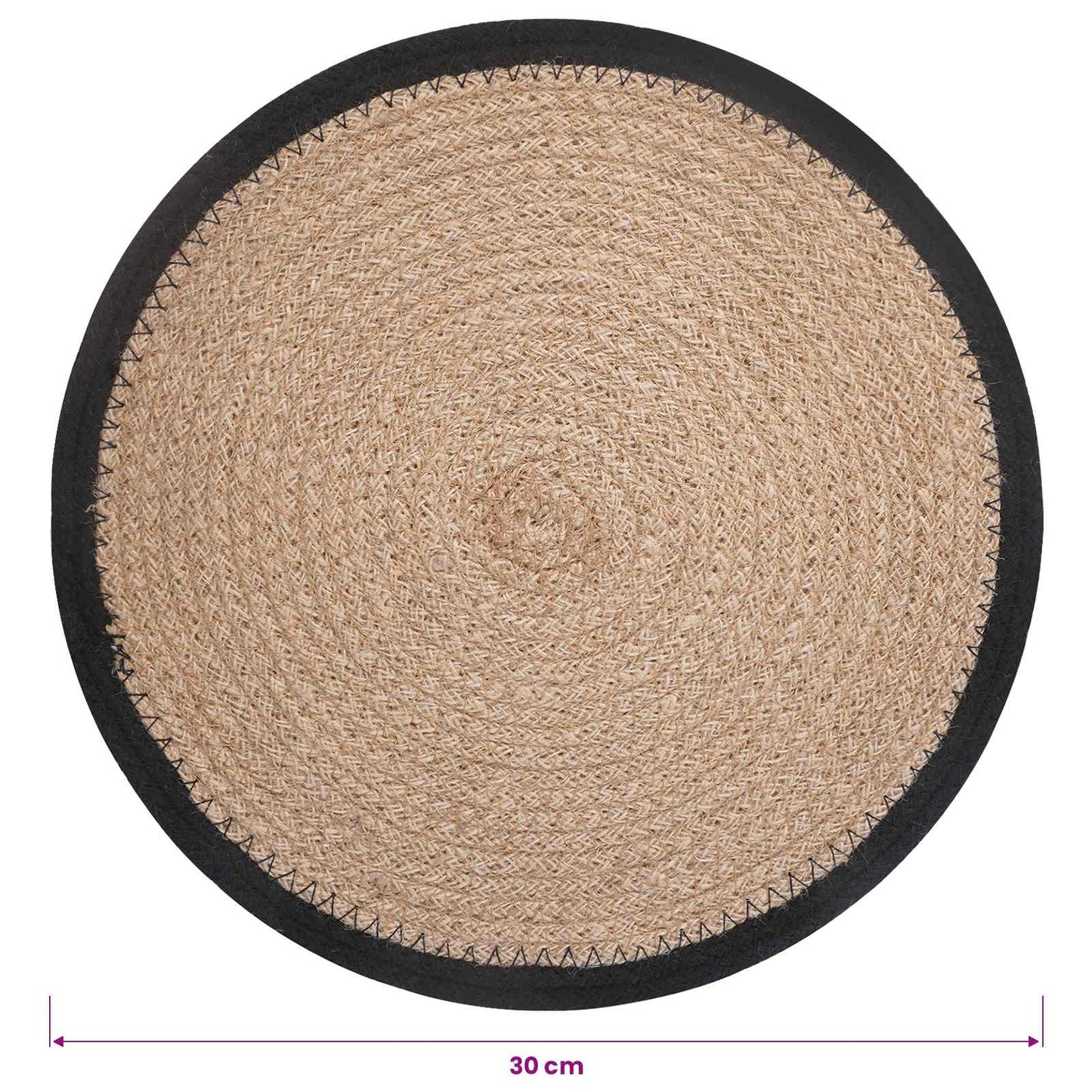 Jute placematten 12 pcs Naturel en Zwart Ø 30 cm is nu te koop bij PeponiXL, paradijselijk wonen!