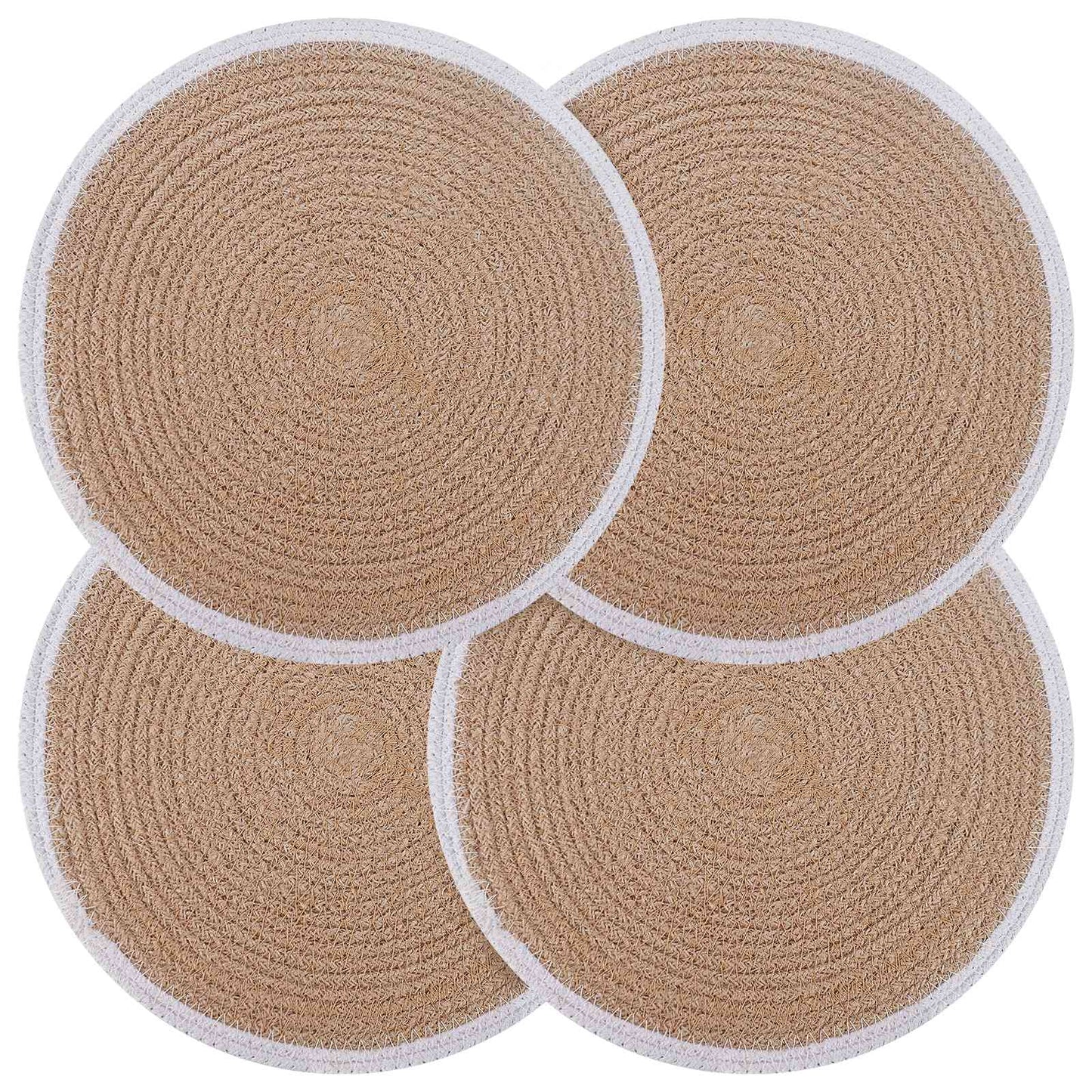 Jute placematten 4 pcs Natuurlijk en Wit Ø 30 cm is nu te koop bij PeponiXL, paradijselijk wonen!