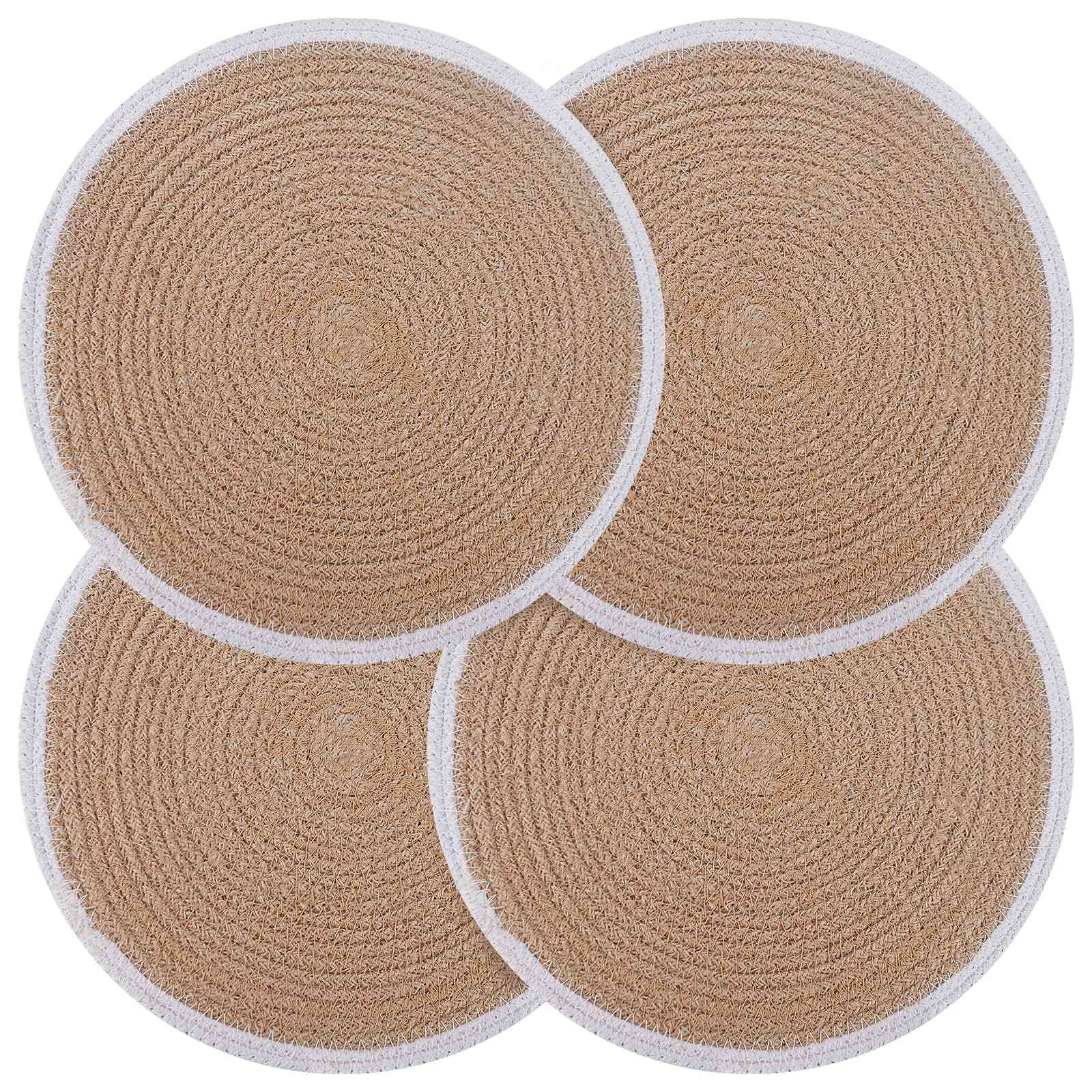 Jute placematten 4 pcs Natuurlijk en Wit Ø 30 cm is nu te koop bij PeponiXL, paradijselijk wonen!