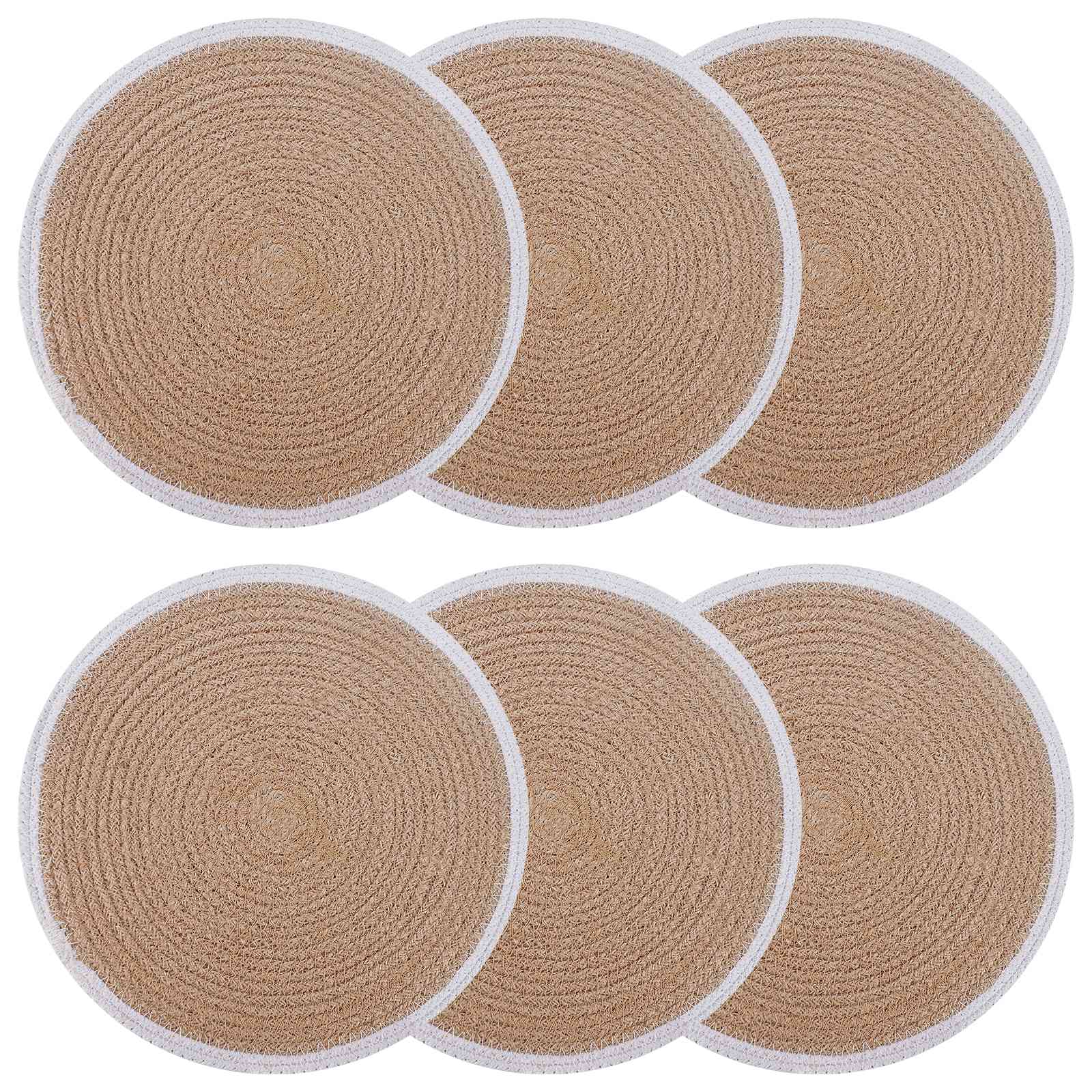 Jute placematten 6 pcs Natuurlijk en Wit Ø 30 cm is nu te koop bij PeponiXL, paradijselijk wonen!