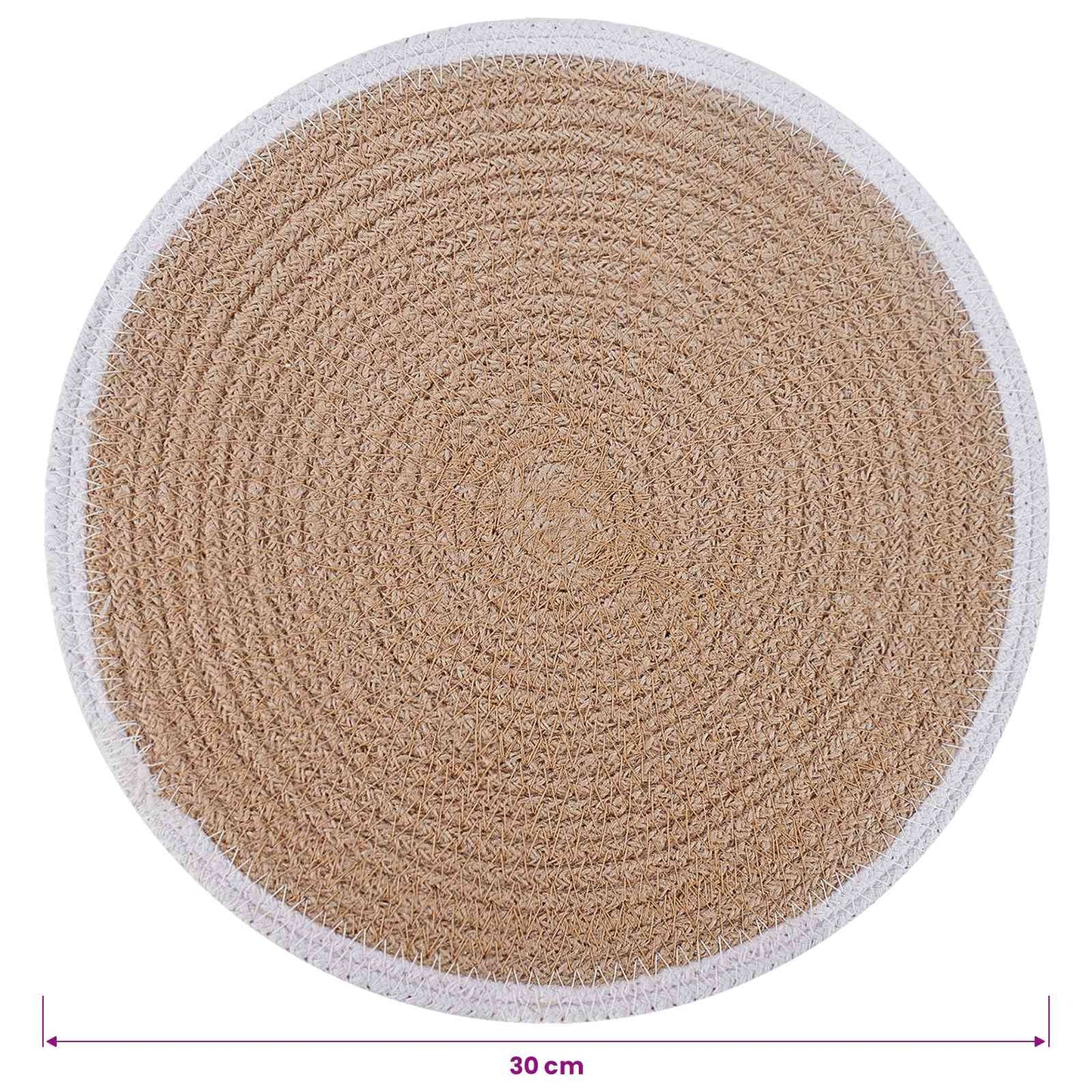 Jute placematten 6 pcs Natuurlijk en Wit Ø 30 cm is nu te koop bij PeponiXL, paradijselijk wonen!