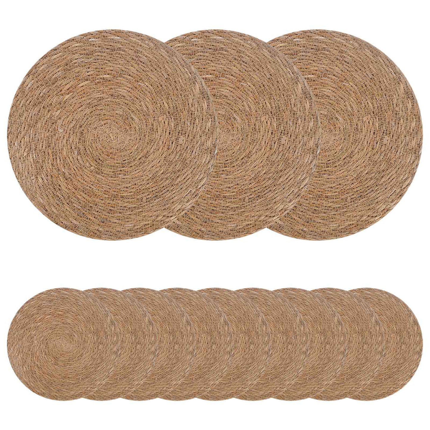 Zeegroene placemats 12 pcs Naturel Ø 30 cm 100% Zeegras is nu te koop bij PeponiXL, paradijselijk wonen!
