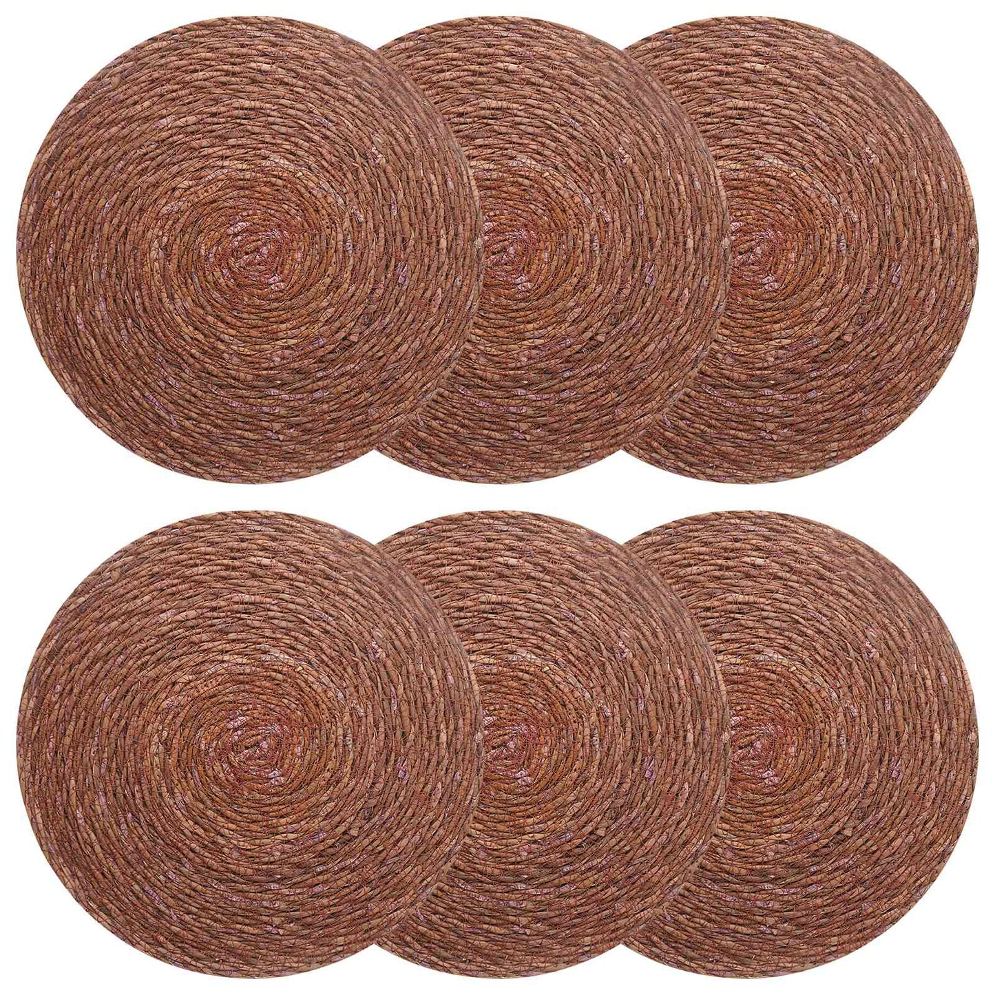 Zeegroene placemats 6 pcs Bruin Ø 30 cm 100% Zeegras is nu te koop bij PeponiXL, paradijselijk wonen!