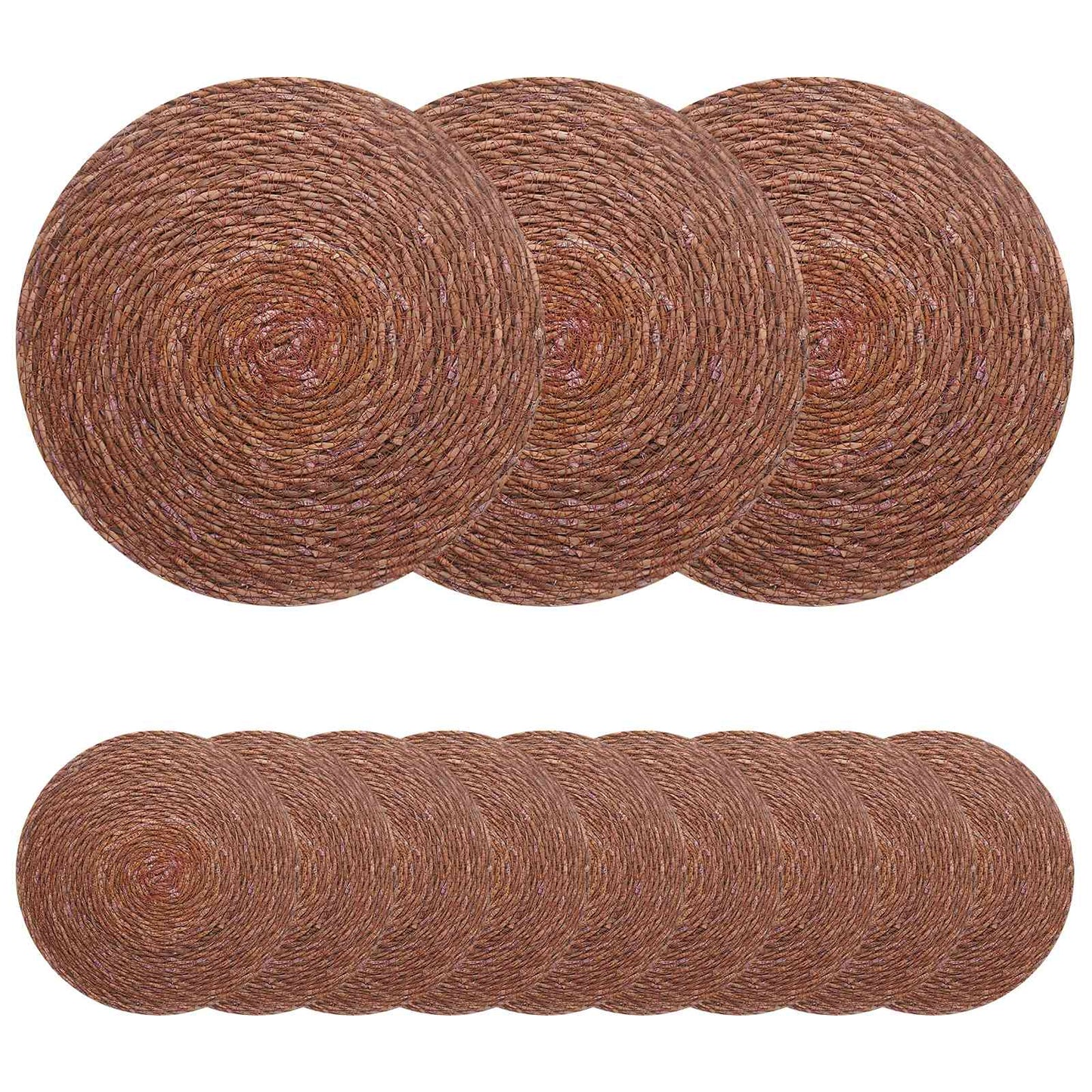 Zeegroene placemats 12 pcs Bruin Ø 30 cm 100% Zeegras is nu te koop bij PeponiXL, paradijselijk wonen!