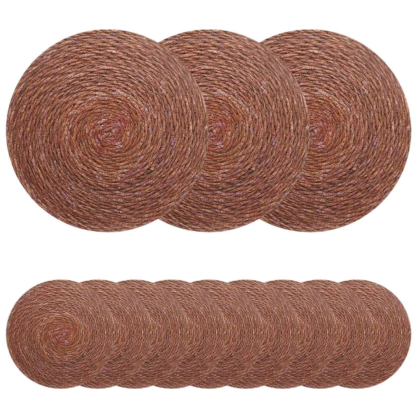 Zeegroene placemats 12 pcs Bruin Ø 30 cm 100% Zeegras is nu te koop bij PeponiXL, paradijselijk wonen!