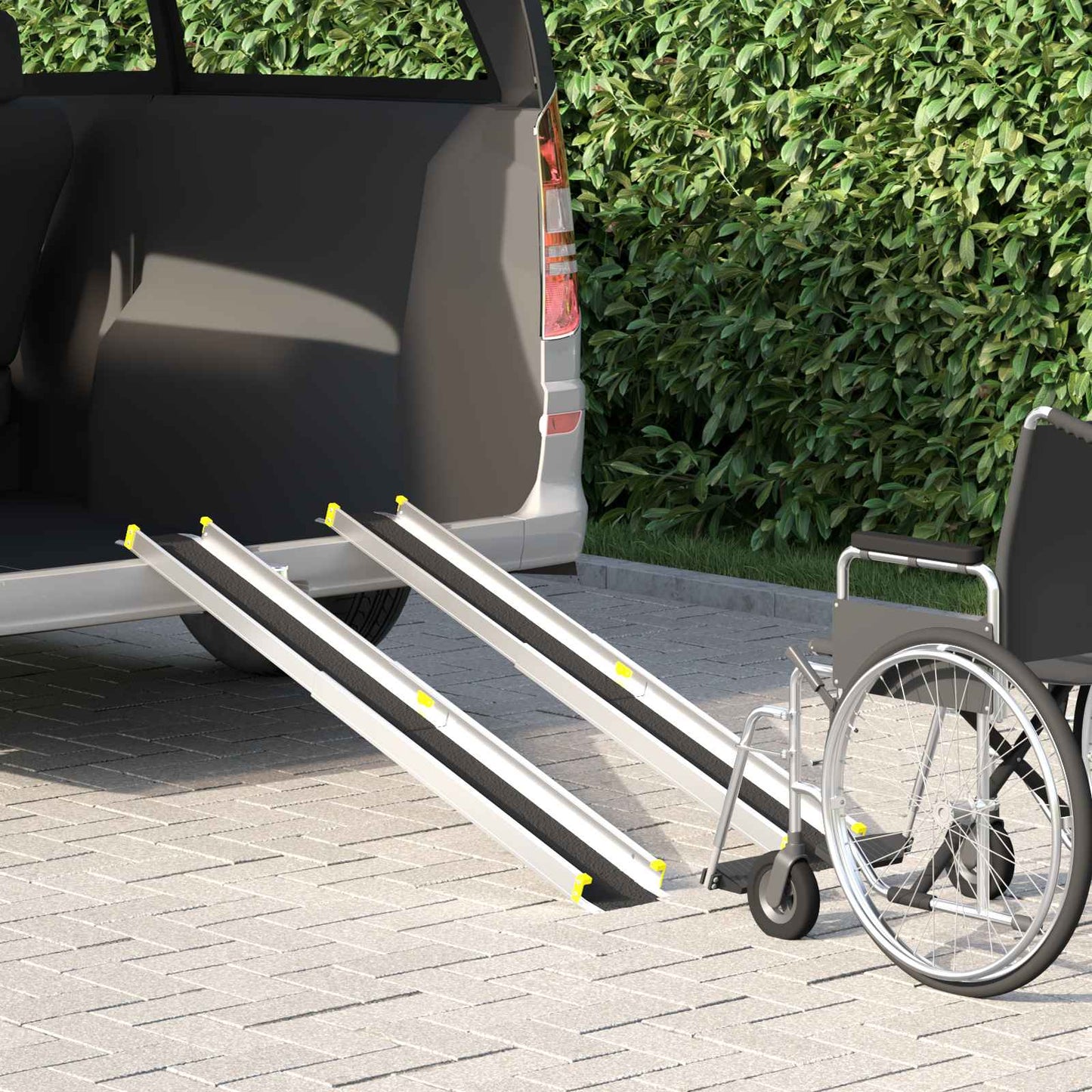 Oprit voor rolstoelen 270 kg 2 pcs Zwart 152 x 19 x 5,5 cm is nu te koop bij PeponiXL, paradijselijk wonen!