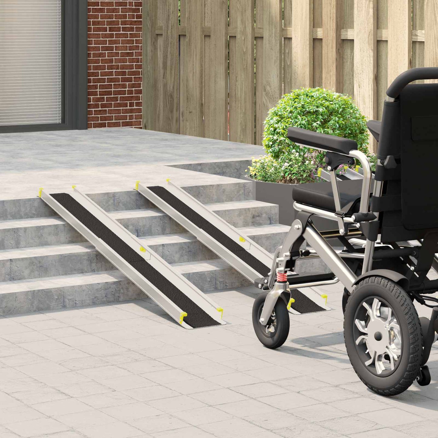Oprit voor rolstoelen 270 kg 2 pcs Zwart 152 x 19 x 5,5 cm is nu te koop bij PeponiXL, paradijselijk wonen!