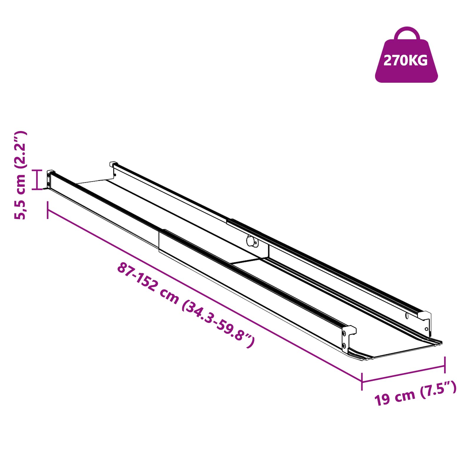 Oprit voor rolstoelen 270 kg 2 pcs Zwart 152 x 19 x 5,5 cm is nu te koop bij PeponiXL, paradijselijk wonen!