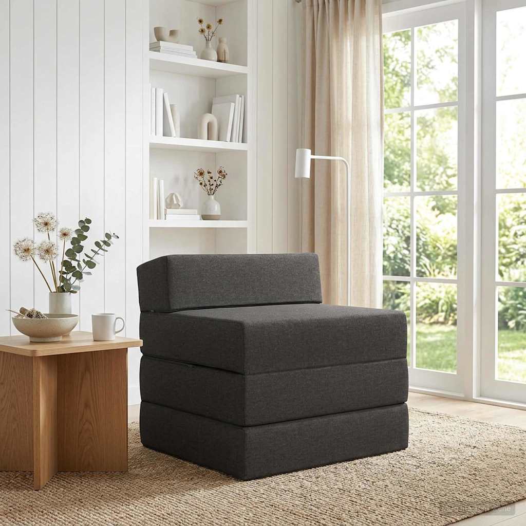 Vouwbare Bankbed Donkergrijs 200 x 70 x 15 cm Stof is nu te koop bij PeponiXL, paradijselijk wonen!