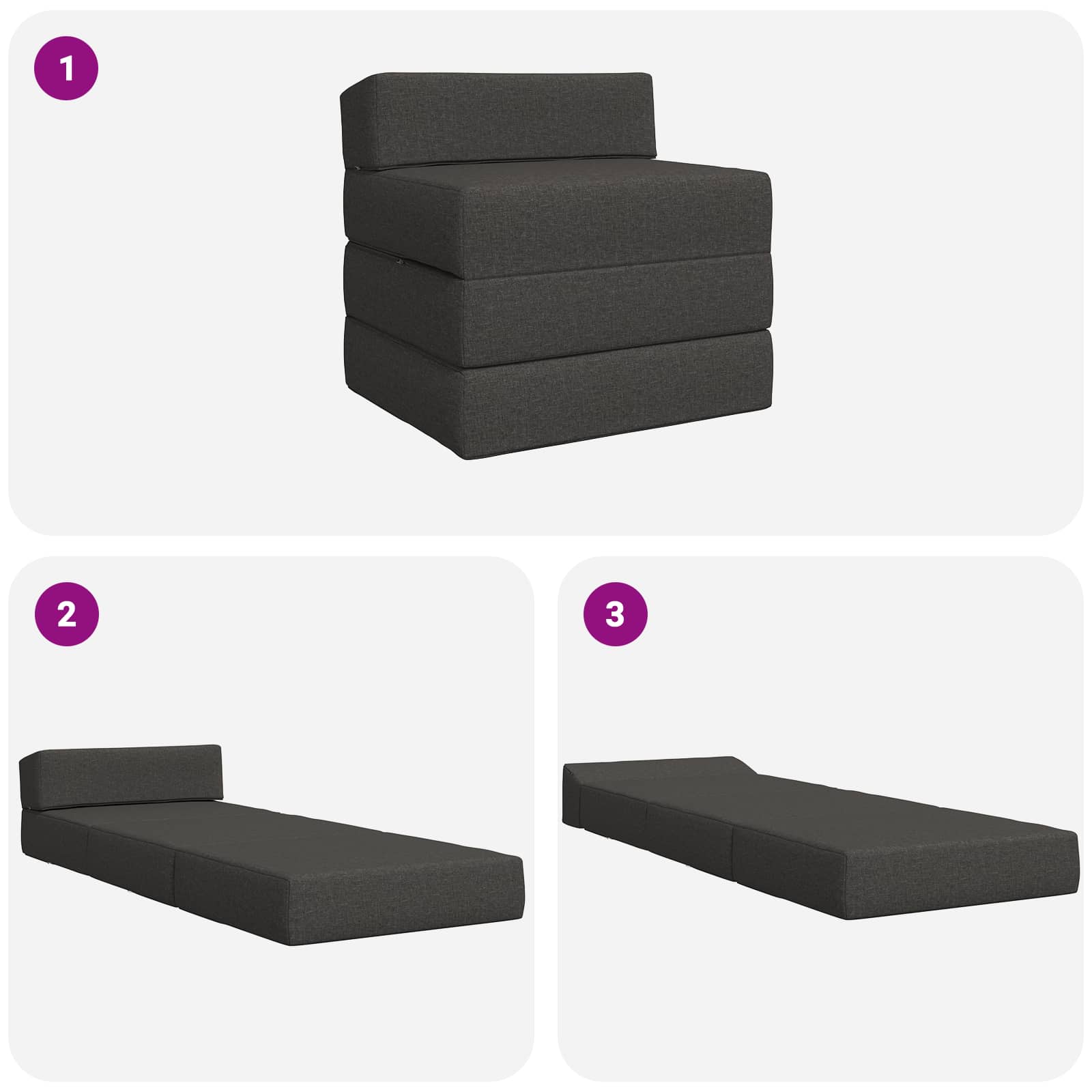 Vouwbare Bankbed Donkergrijs 200 x 70 x 15 cm Stof is nu te koop bij PeponiXL, paradijselijk wonen!