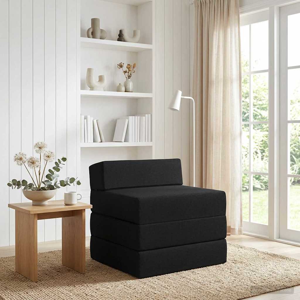 Vouwbare Bankbed Zwart 200 x 70 x 15 cm Stof is nu te koop bij PeponiXL, paradijselijk wonen!