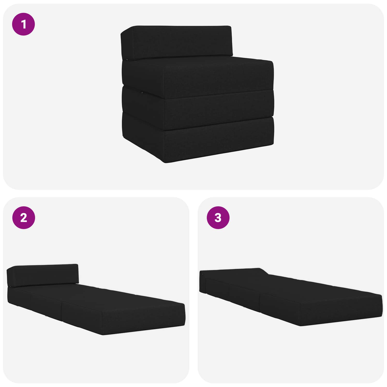 Vouwbare Bankbed Zwart 200 x 70 x 15 cm Stof is nu te koop bij PeponiXL, paradijselijk wonen!