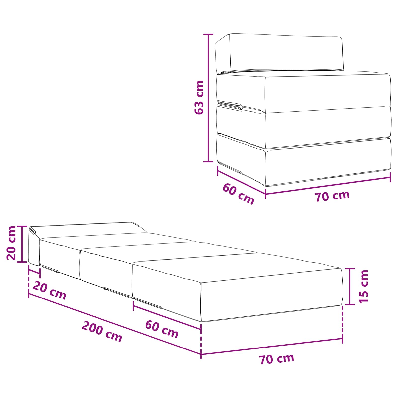 Vouwbare Bankbed Donkergroen 200 x 70 x 15 cm Stof is nu te koop bij PeponiXL, paradijselijk wonen!