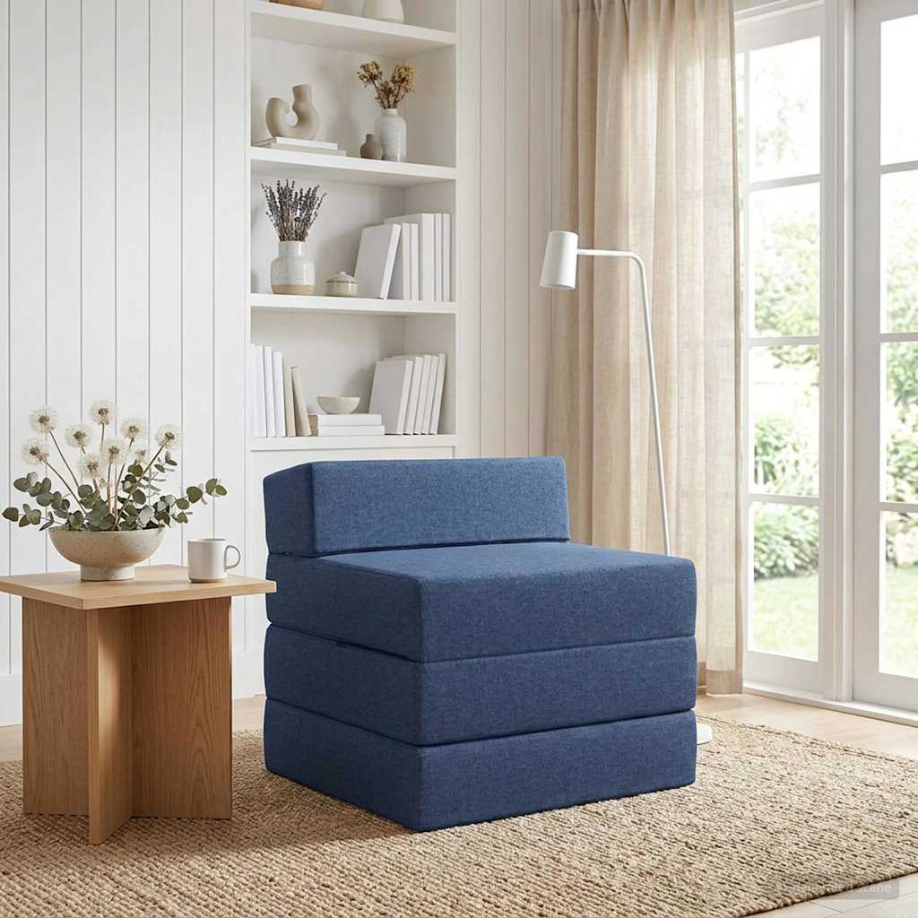 Vouwbare Bankbed Blauw 200 x 70 x 15 cm Stof is nu te koop bij PeponiXL, paradijselijk wonen!