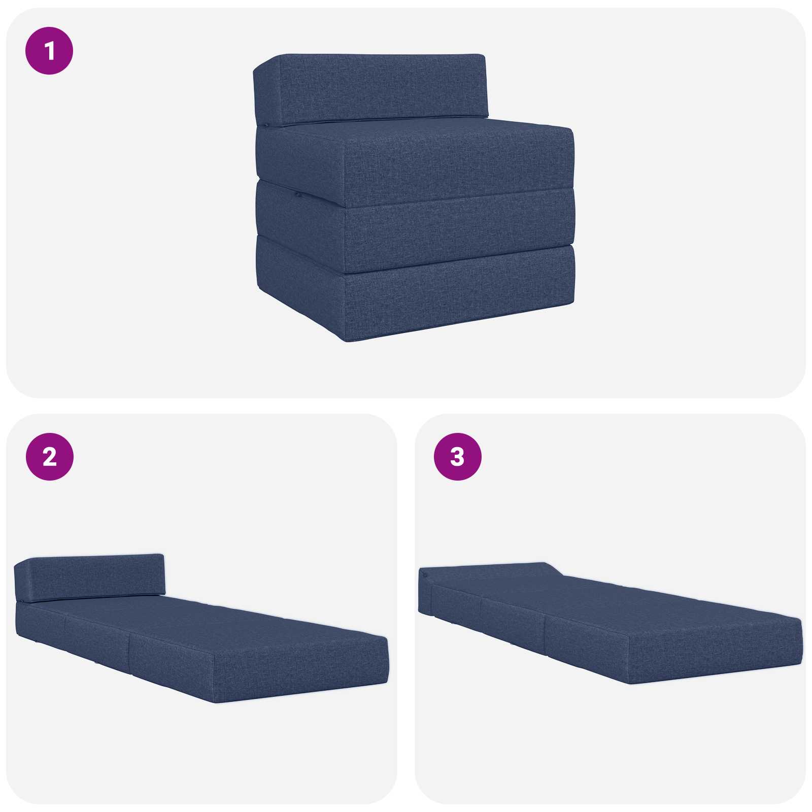 Vouwbare Bankbed Blauw 200 x 70 x 15 cm Stof is nu te koop bij PeponiXL, paradijselijk wonen!