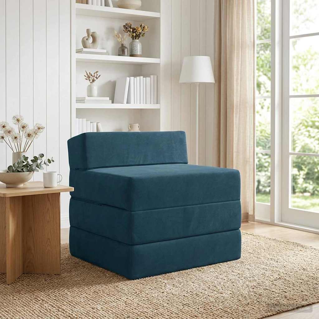 Vouwbare Bankbed Blauw 200 x 70 x 15 cm Fluweel is nu te koop bij PeponiXL, paradijselijk wonen!