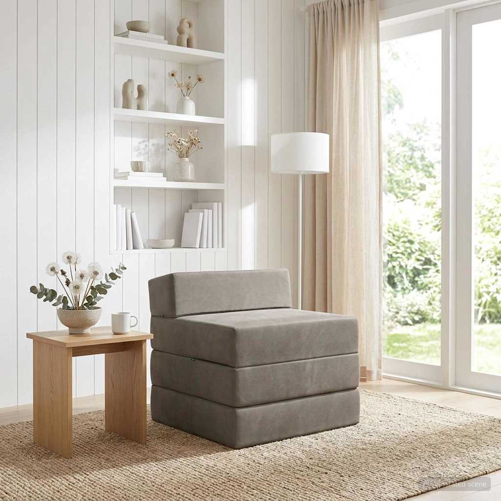 Vouwbare Bankbed Lichtgrijs 200 x 70 x 15 cm Fluweel is nu te koop bij PeponiXL, paradijselijk wonen!