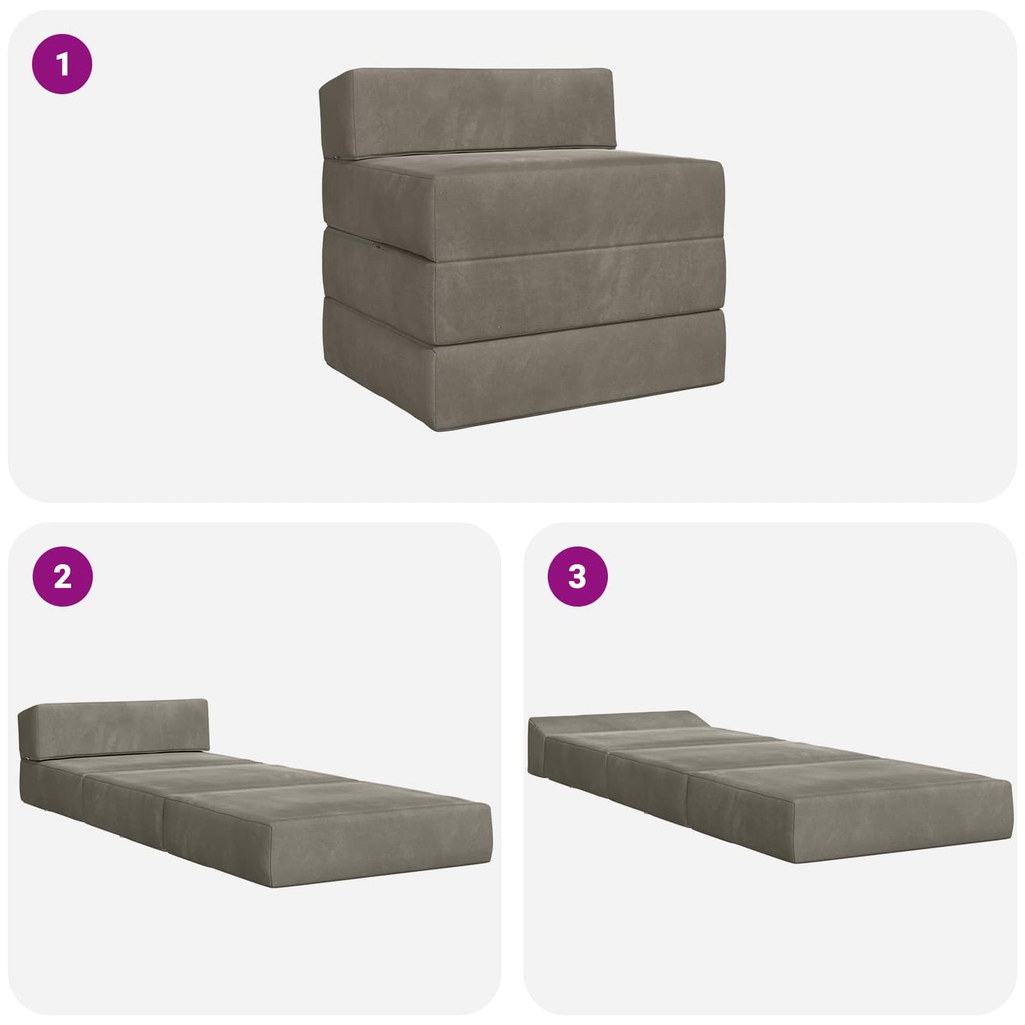 Vouwbare Bankbed Lichtgrijs 200 x 70 x 15 cm Fluweel is nu te koop bij PeponiXL, paradijselijk wonen!