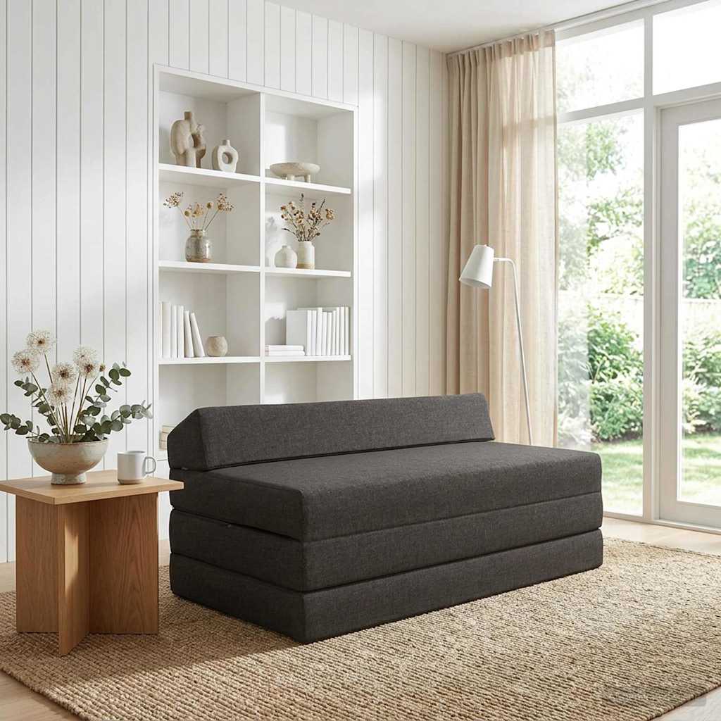 Vouwbare Bankbed Donkergrijs 120 x 60 x 49 cm Stof is nu te koop bij PeponiXL, paradijselijk wonen!