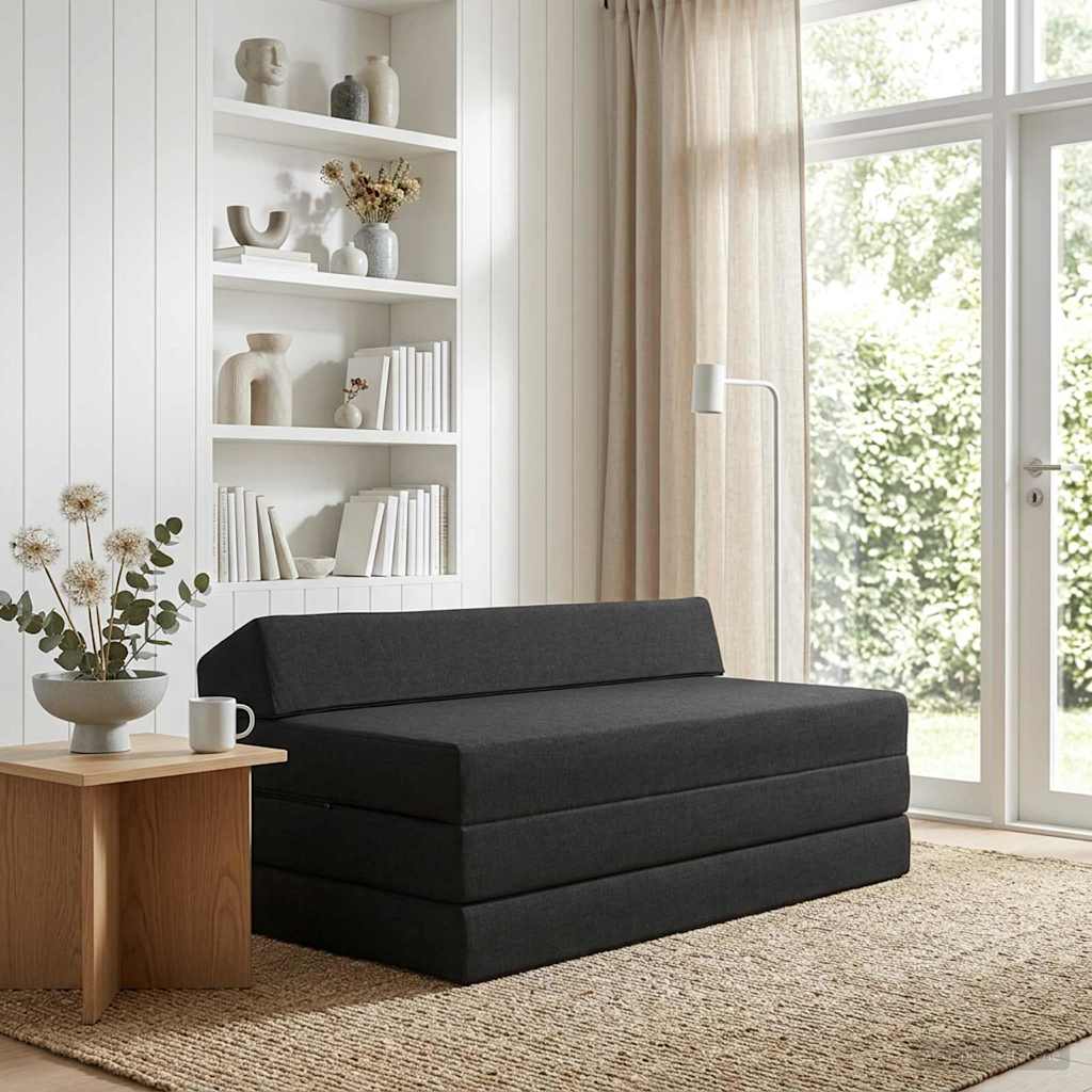 Vouwbare Bankbed Zwart 120 x 60 x 49 cm Stof is nu te koop bij PeponiXL, paradijselijk wonen!
