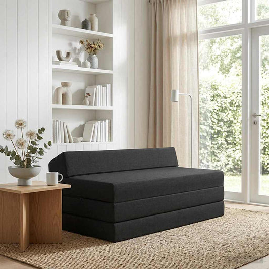 Vouwbare Bankbed Zwart 120 x 60 x 49 cm Stof is nu te koop bij PeponiXL, paradijselijk wonen!