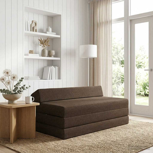 Vouwbare Bankbed Taupe 120 x 60 x 49 cm Stof is nu te koop bij PeponiXL, paradijselijk wonen!