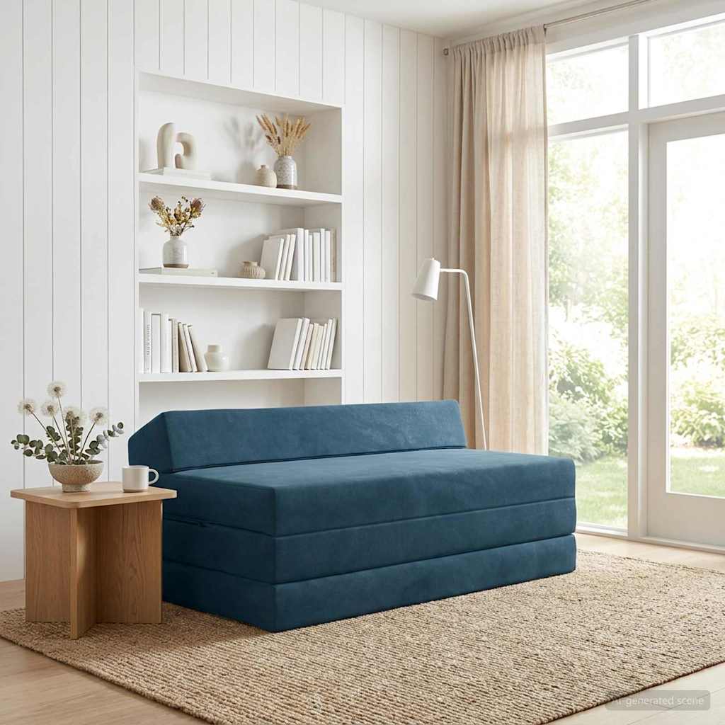 Vouwbare Bankbed Blauw 120 x 60 x 49 cm Stof is nu te koop bij PeponiXL, paradijselijk wonen!