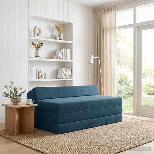 Vouwbare Bankbed Blauw 120 x 60 x 49 cm Stof is nu te koop bij PeponiXL, paradijselijk wonen!