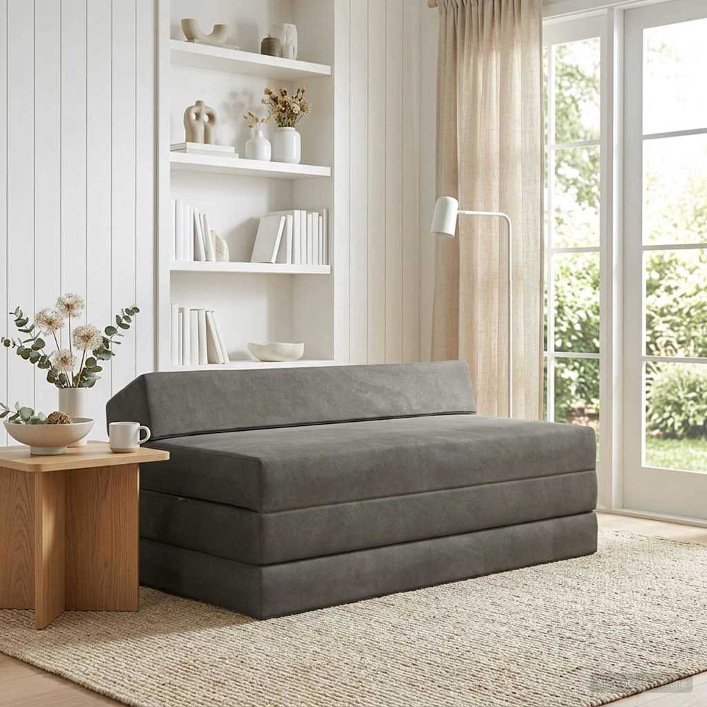 Vouwbare Bankbed Lichtgrijs 120 x 60 x 49 cm Stof is nu te koop bij PeponiXL, paradijselijk wonen!