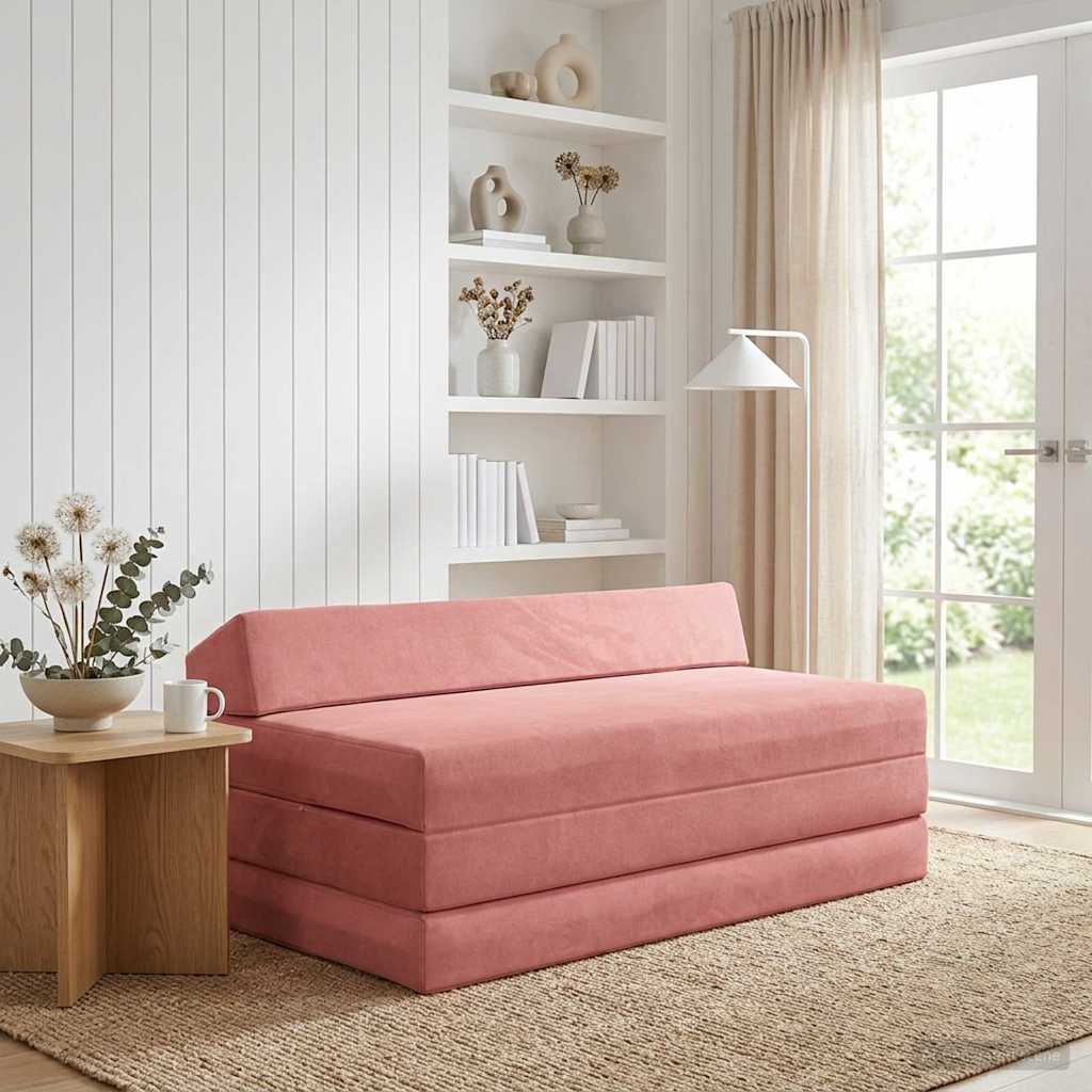 Vouwbare Bankbed Roze 120 x 60 x 49 cm Stof is nu te koop bij PeponiXL, paradijselijk wonen!