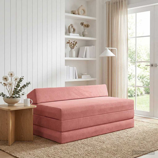 Vouwbare Bankbed Roze 120 x 60 x 49 cm Stof is nu te koop bij PeponiXL, paradijselijk wonen!