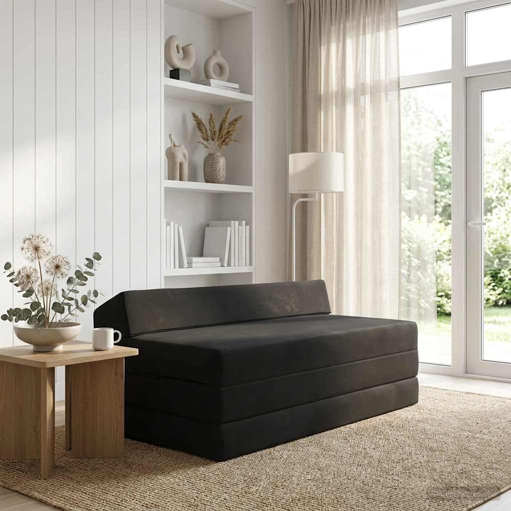Vouwbare Bankbed Zwart 120 x 60 x 49 cm Stof is nu te koop bij PeponiXL, paradijselijk wonen!