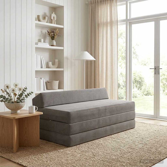 Vouwbare Bankbed Lichtgrijs 120 x 60 x 49 cm Stof is nu te koop bij PeponiXL, paradijselijk wonen!