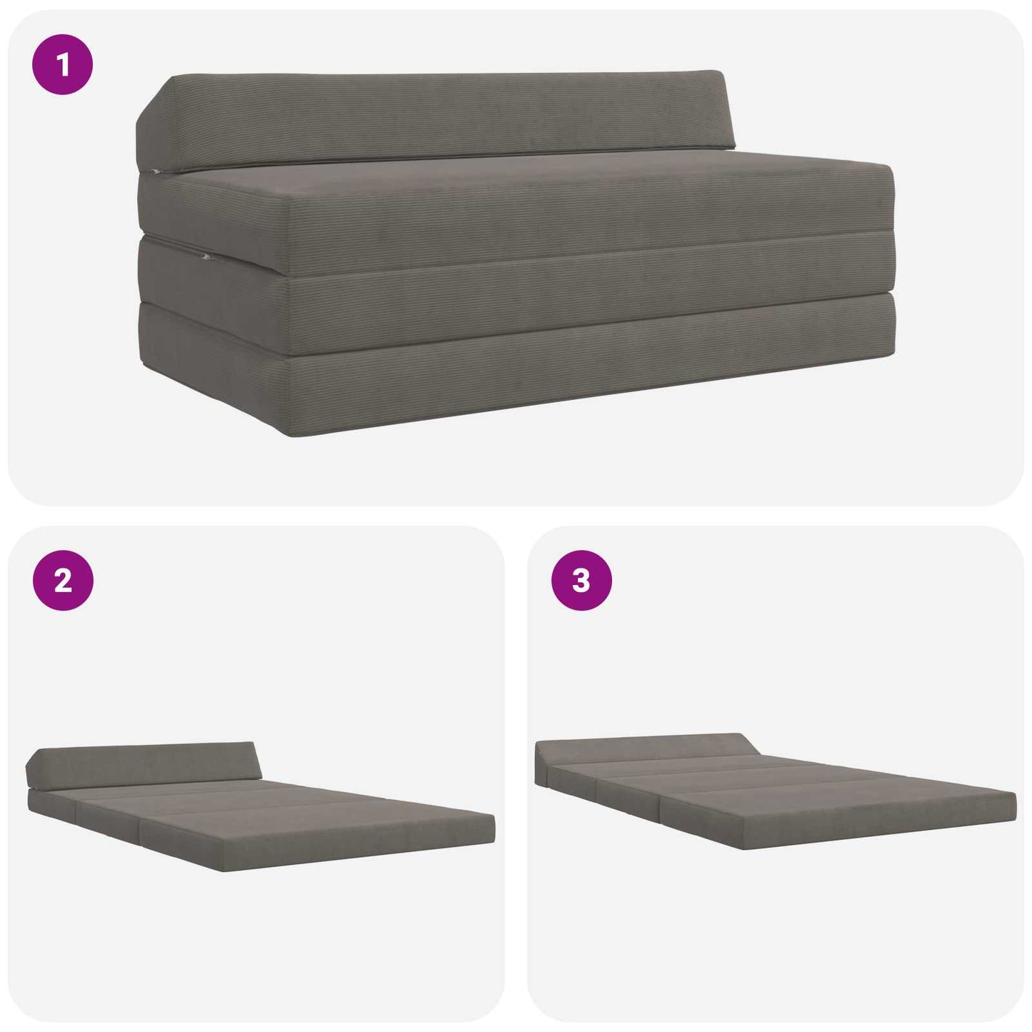 Vouwbare Bankbed Lichtgrijs 120 x 60 x 49 cm Stof is nu te koop bij PeponiXL, paradijselijk wonen!