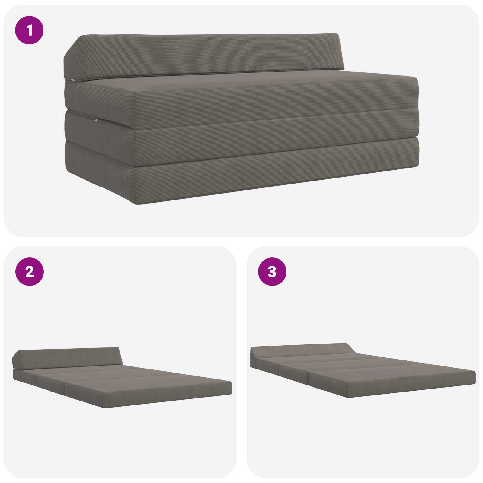 Vouwbare Bankbed Lichtgrijs 120 x 60 x 49 cm Stof is nu te koop bij PeponiXL, paradijselijk wonen!