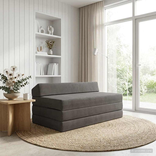 Vouwbare Bankbed Donkergrijs 120 x 60 x 49 cm Stof is nu te koop bij PeponiXL, paradijselijk wonen!