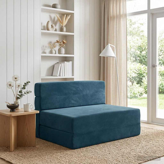 Vouwbare Bankbed Blauw 70 x 72 x 60 cm Stof is nu te koop bij PeponiXL, paradijselijk wonen!