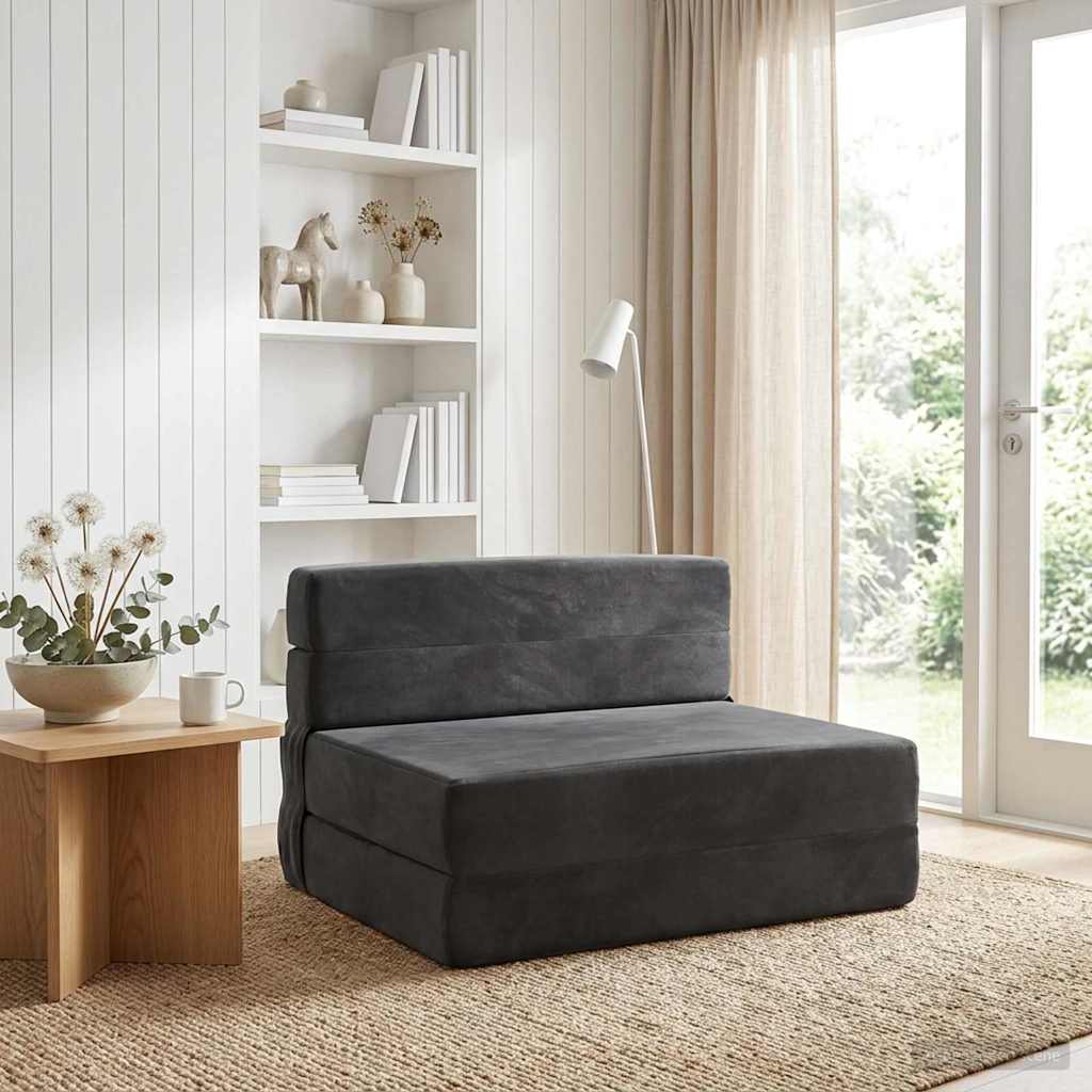 Vouwbare Bankbed Donkergrijs 70 x 72 x 60 cm Stof is nu te koop bij PeponiXL, paradijselijk wonen!