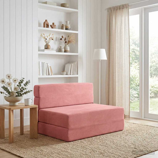 Vouwbare Bankbed Roze 70 x 72 x 60 cm Stof is nu te koop bij PeponiXL, paradijselijk wonen!