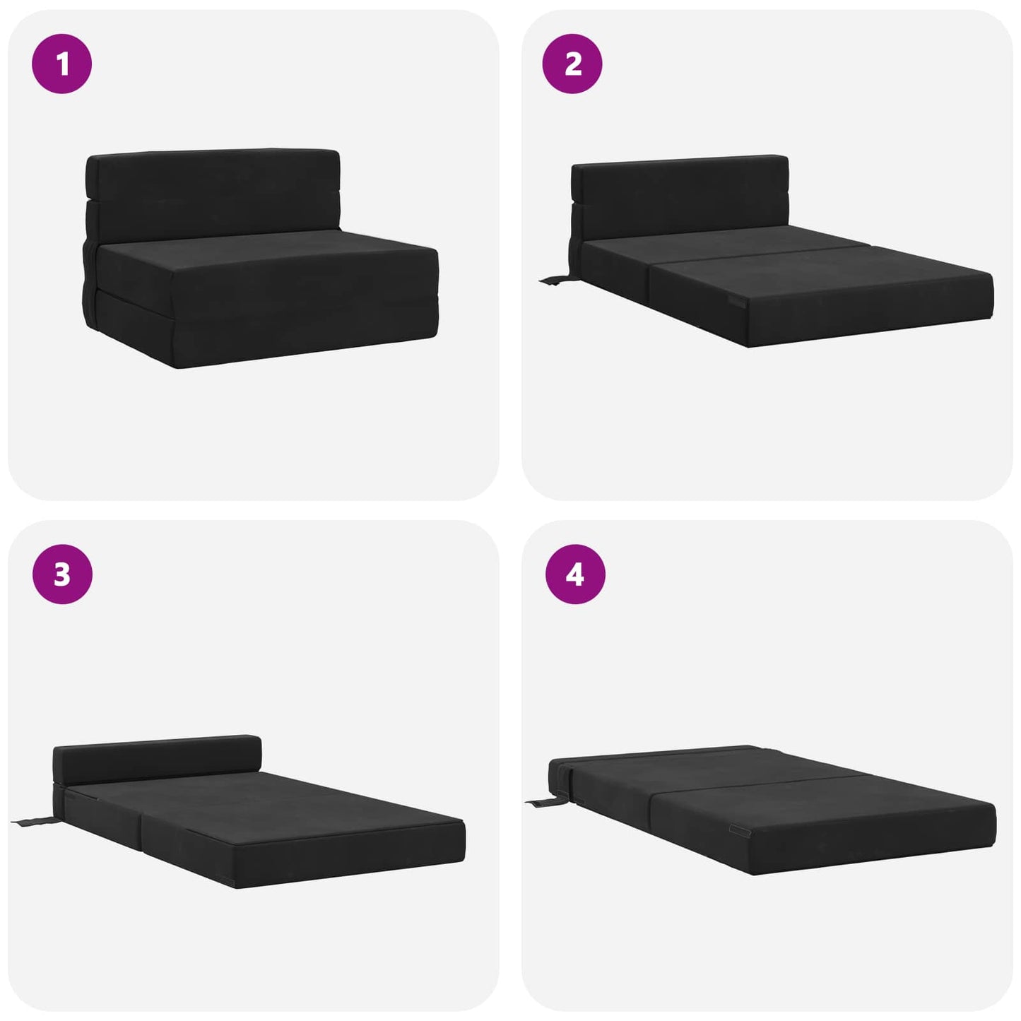 Vouwbare Bankbed Zwart 70 x 72 x 60 cm Stof is nu te koop bij PeponiXL, paradijselijk wonen!